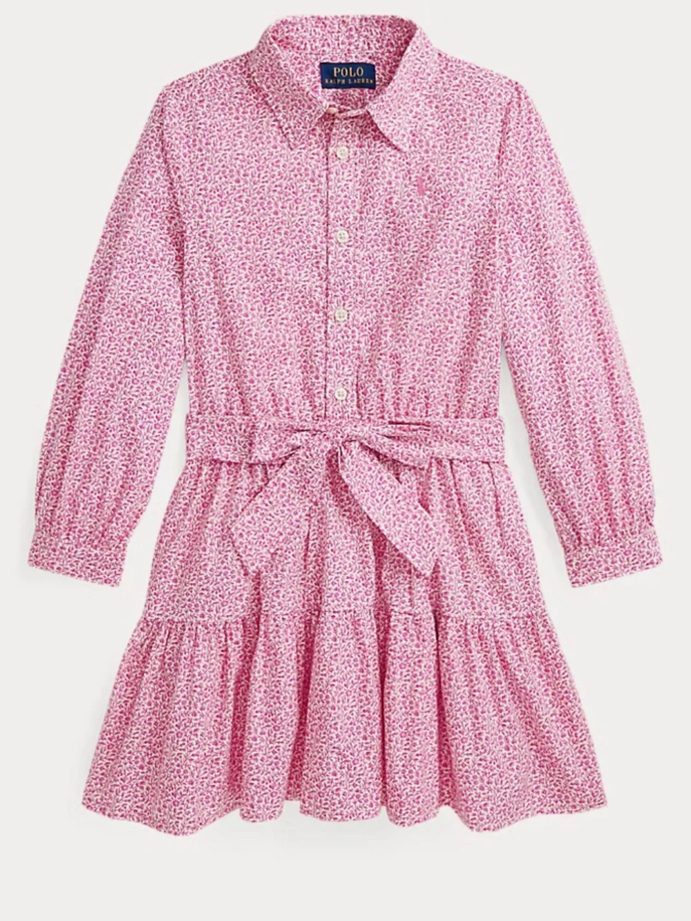 Polo Ralph Lauren Girl’s Pink Floral Cotton Poplin Shirt Dress Size 8